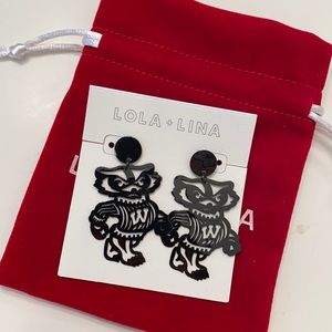 Black badger earrings